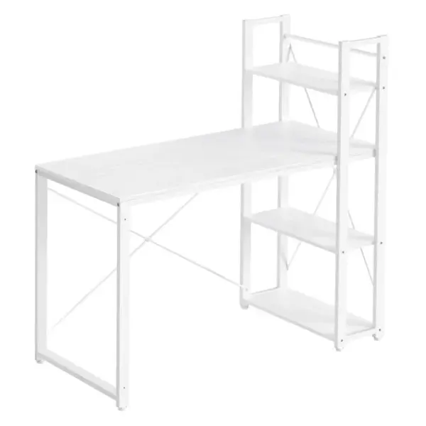 Bureau Avec Étagères Réversible À Gauche Ou À Droite, Longueur 120 Cm, Blanc Érable