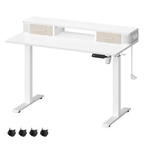 Bureau Électrique Réglable En Hauteur, 60 X 120 X (72-120) Cm, Réglable En Continu, Blanc Nuage