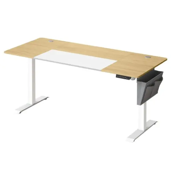 Bureau Assis Debout Électrique, 70 X 160 X (72-120) Cm, Pochette, Jaune Pastel Et Blanc Pur