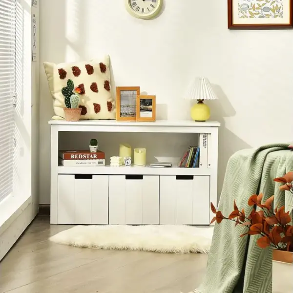 Meuble De Rangement, Armoire De Rangement Avec 3 Tiroirs, 101 X 33 X 62cm Blanc