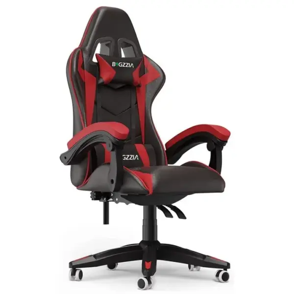 Fauteuil Gaming Ergonomique Réglable Avec Coussin Lombaire Et Appui-tête - Noir Et Rouge