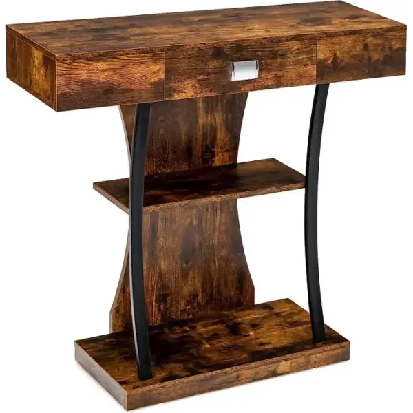 Table De Console à 3 Étagères Avec Tiroir Et Dispositif Anti-renversement, 91 X 30 X 88cm