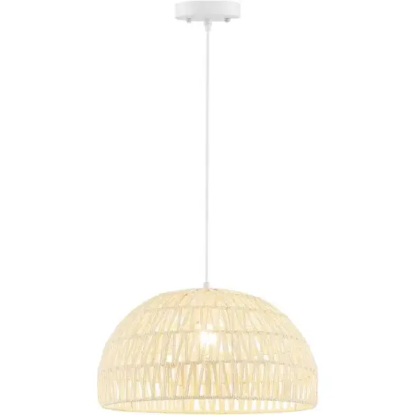 Luminaire Phuket Ø45xh26cm, Luminaire Suspension En Papier Tissé Forme De Dôme Abat-jour Métalliques