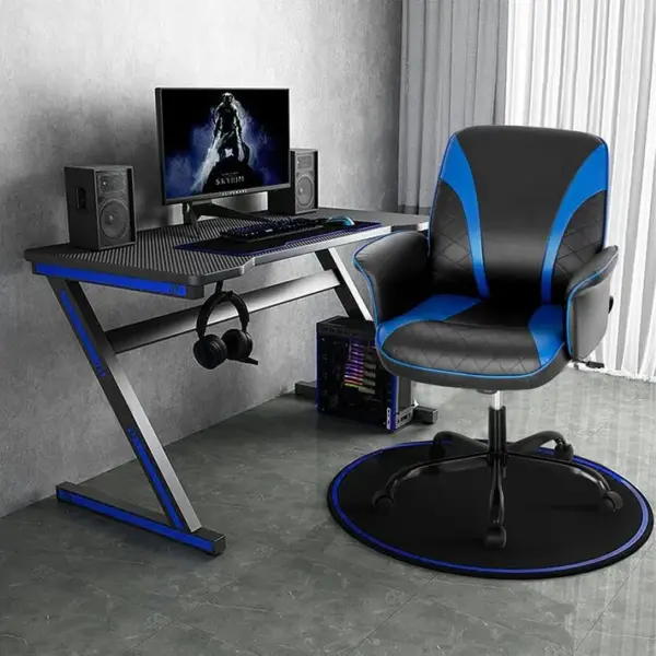 Chaise Gaming Cuir Pvc Ergonomique Pivotant, Réglable En Hauteur, Base En Métal Charge 150kg