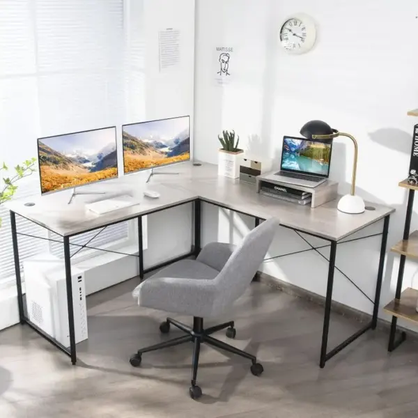 Bureau Dangle En L Réversible Avec Support De Moniteur