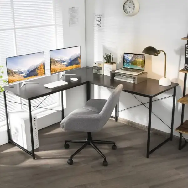 Bureau Dangle En L Réversible Avec Support De Moniteur