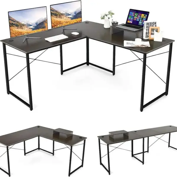 Bureau Dangle En L Réversible Avec Support De Moniteur