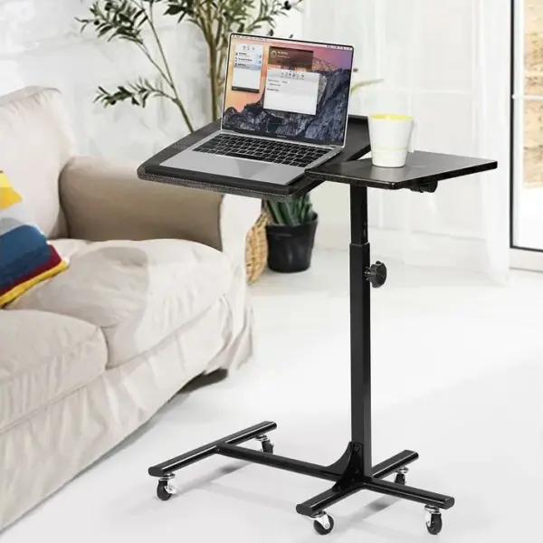 Table de Lit pour Ordinateur Portable Hauteur Réglable Support Pliable Bureau PC Noir