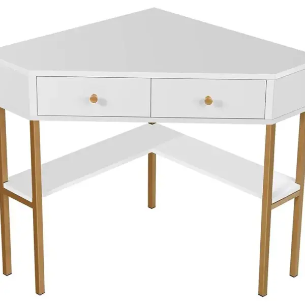 Table Bureau Dangle Avec 2 Tiroirs/table Imformatique Pour Ordinateur Blanc