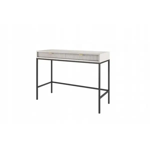 Table Coiffeuse 104x50x78cm Gris Meuble De Maquillage Bureau Avec Tiroirs De Rangement Noemie