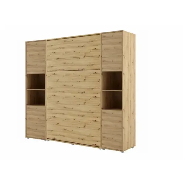 Armoire Lit Escamotable +2 Placards Vertical 140x200 Chêne Artisan Lit Rabattable Lit Muralconsus