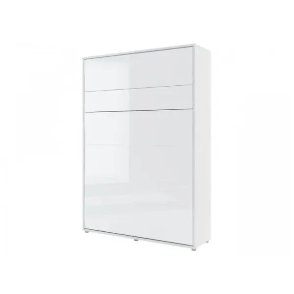 Armoire Lit Escamotable +2 Placards Tiroir Vertical 140x200 Blanc Brillant Tiroir Lit Muralconsus