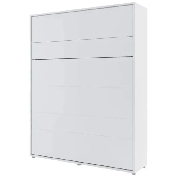 Armoire Lit Escamotable +2 Placards Tiroir Vertical 160x200 cm Blanc Mat Lit Muralconsus