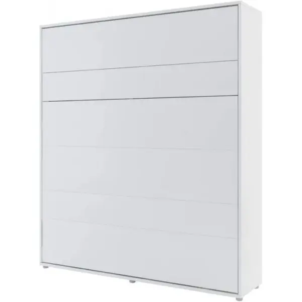 Armoire Lit Escamotable +2 Placards Tiroir Vertical 180x200 cm Blanc Mat Lit Muralconsus