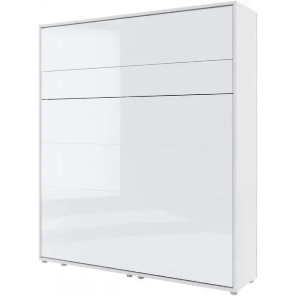 Armoire Lit Escamotable +2 Placards Tiroir Vertical 180x200 Blanc Brillant Tiroir Lit Muralconsus