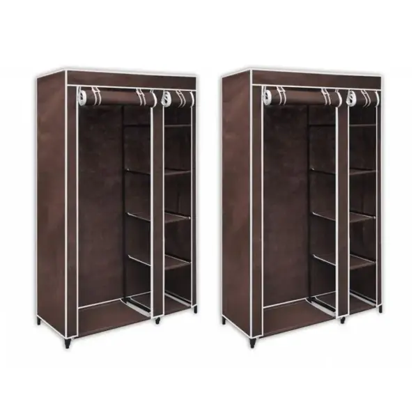 Lot De 2 Armoires Étagères Penderie Dressing Tissu Marron Entrée Chambre Camping Bre Camping 200200