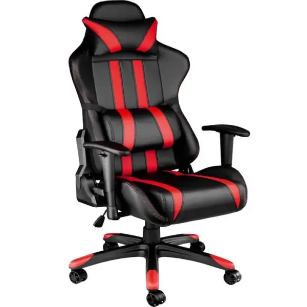 Fauteuil De Bureau Sport Gamer Avec Coussin De Tête Et Lombaires Noir/rouge