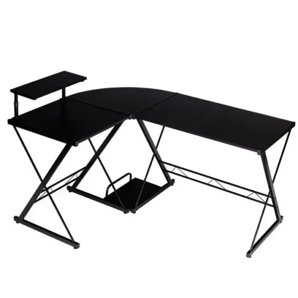 Bureau Dangle En Forme L Détachable Avec Support Pour Moniteur 147 X 112 X 75 Cm Noir