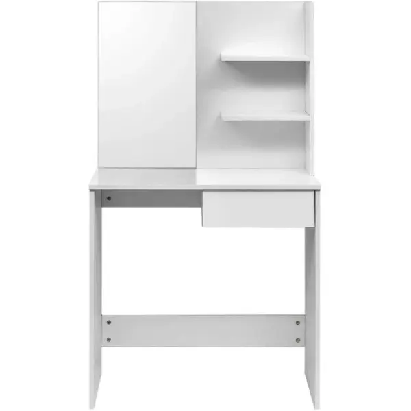 Coiffeuse Avec Tabouret Miroir Et Système Détagères 138 Cm Blanc 19_0000356