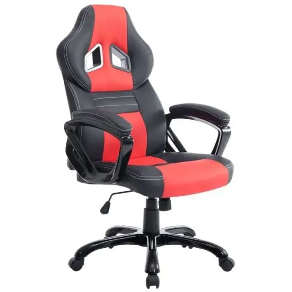 Fauteuil De Bureau Gaming Sur Roulettes Mécanisme Dinclinaison En Pvc Noir / Rouge Et Plastique