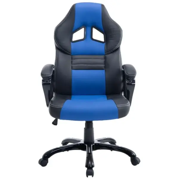 Fauteuil De Bureau Gaming Sur Roulettes Mécanisme Dinclinaison En Pvc Noir / Bleu Et Plastique