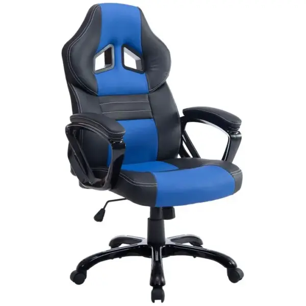 Fauteuil De Bureau Gaming Sur Roulettes Mécanisme Dinclinaison En Pvc Noir / Bleu Et Plastique