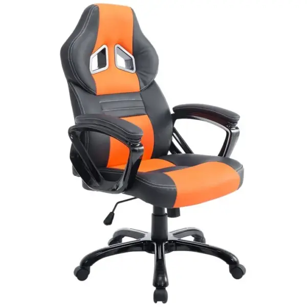 Fauteuil De Bureau Gaming Sur Roulettes Mécanisme Dinclinaison En Pvc Noir / Orange Et Plastique