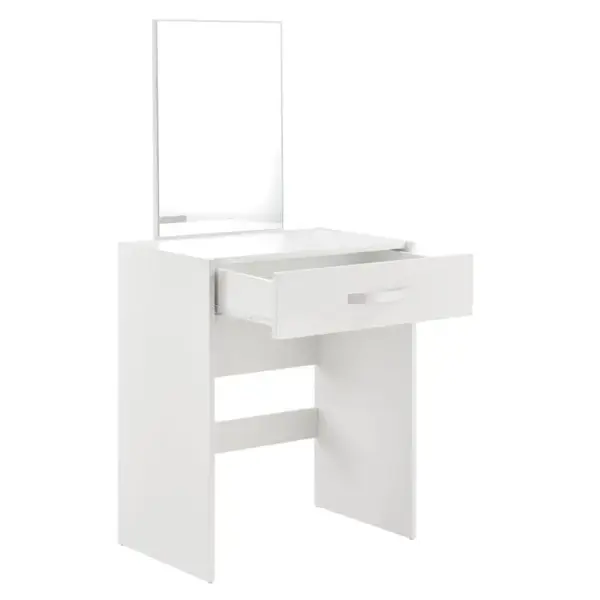 Coiffeuse Avec Miroir Tiroir Tabouret Commode De Coiffure 132 Cm Blanc 03_0005019