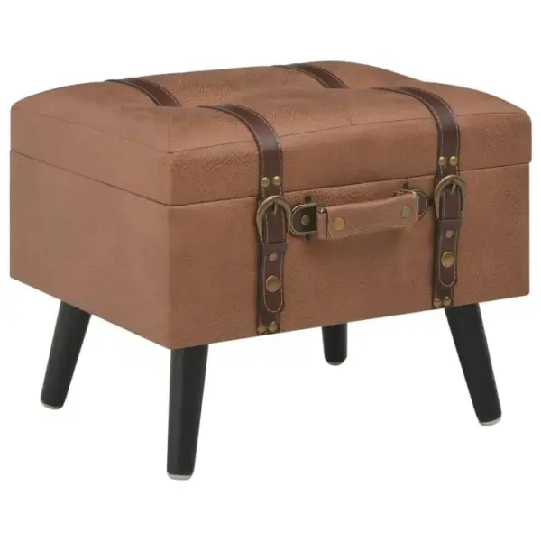 Banquette Meuble Tabouret De Rangement 40 Cm Marron Similicuir