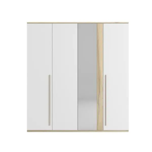 Armoire 4 portes battantes MIA blanc/chêne blond