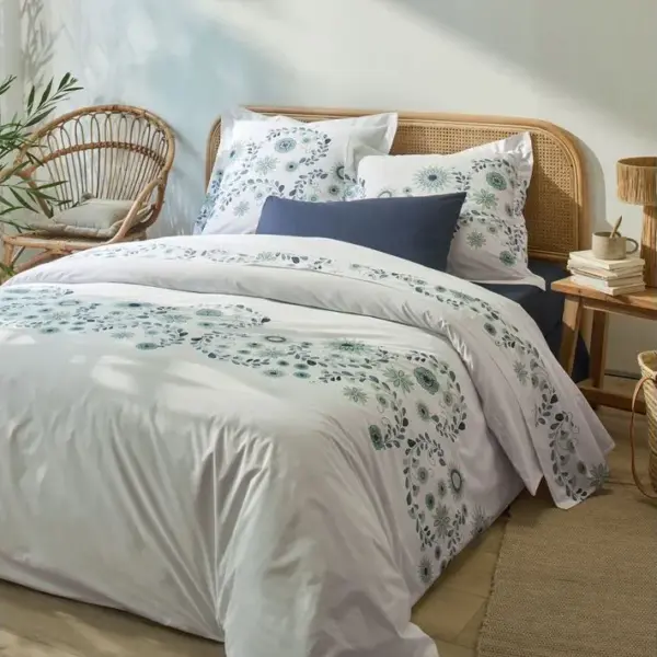 Housse De Couette 240x260 Cm + 2 Taies 100% Percale De Coton Folk Ombre