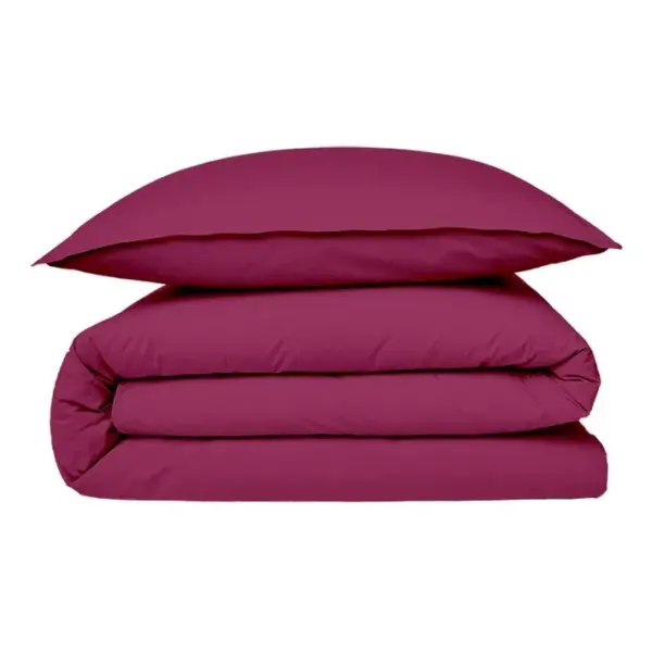 Coton Unis - Housse De Couette En Coton 57 Fils Unie Magenta 140x200cm