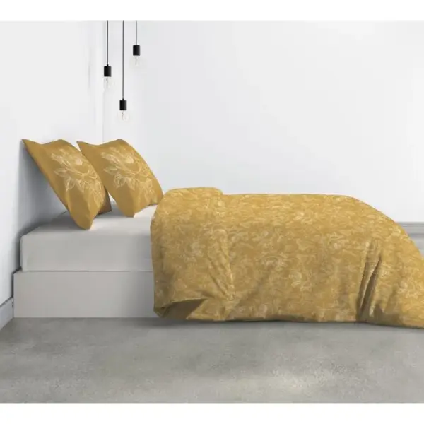 Housse De Couette 200x200 Cm + 2 Taies Doreiller 100% Coton Bio 57 Fils Victoria Ocre