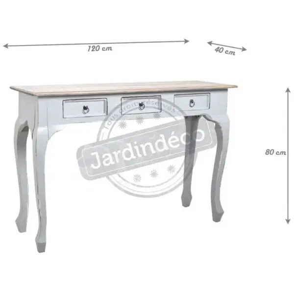 Console 120cm En Bois Avec Tiroirs Gris