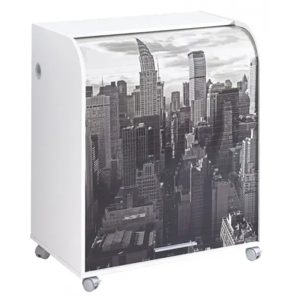 Bureau Informatique Blanc à Roulettes 5 Niches L 79.2 H 93.8 P 53.2 Cm - Coloris: New York 500