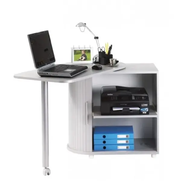 Bureau Informatique Alu Table Pivotante Et Rangement L 77 H 71.7 P 47 Cm - Coloris: Aluminium