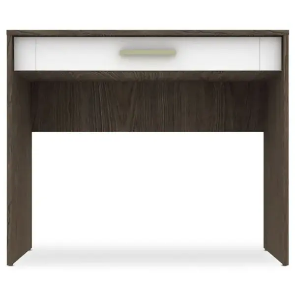 Console 1 Tiroir tenya 90cm Chêne Foncé et Blanc