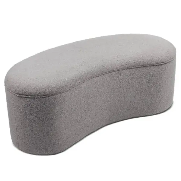 Banquette et Coffre Bouclette courbe 120cm Gris