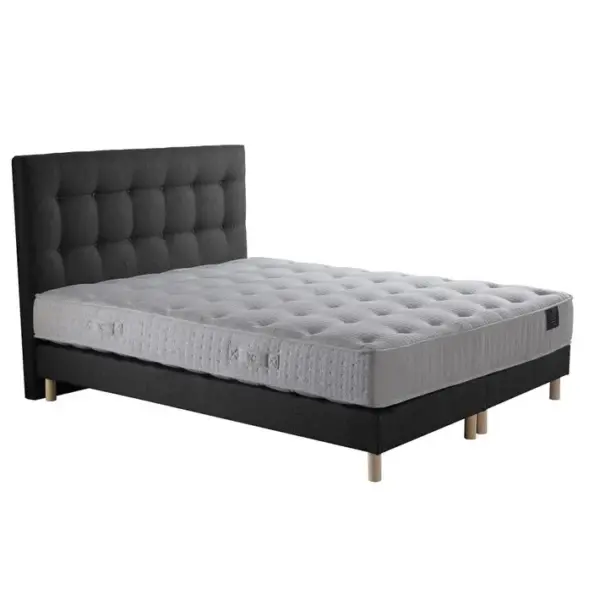 Ensemble Comete + Tete De Lit Capitonnee Matelas Ressorts Ensaches Anthracite 180x200cm