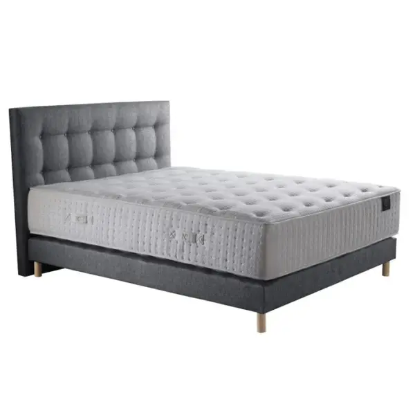 Ensemble Helios Tête De Lit Matelas Ressorts Ensaches Memoire De Forme Latex Gris Souris 140190cm