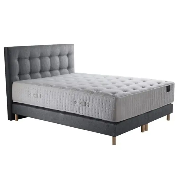 Ensemble Helios Tête De Lit Matelas Ressorts Ensaches Memoire De Forme Latex Gris Souris 180x200cm