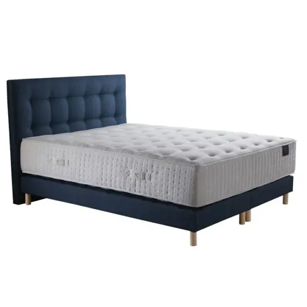 Ensemble Helios Tête De Lit Matelas Ressorts Ensaches Memoire De Forme Latex Bleu Marine 180x200cm