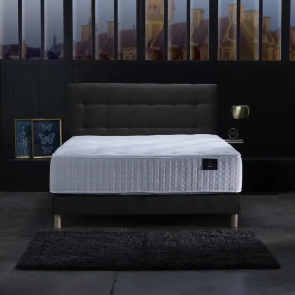 Ensemble Helios Tête De Lit Matelas Ressorts Ensaches Memoire De Forme Latex Anthracite 140190cm