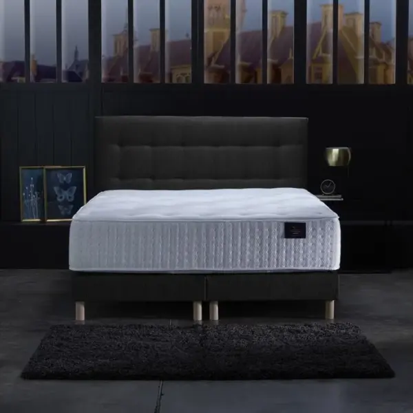 Ensemble Helios Tête De Lit Matelas Ressorts Ensaches Memoire De Forme Latex Anthracite 160x200cm