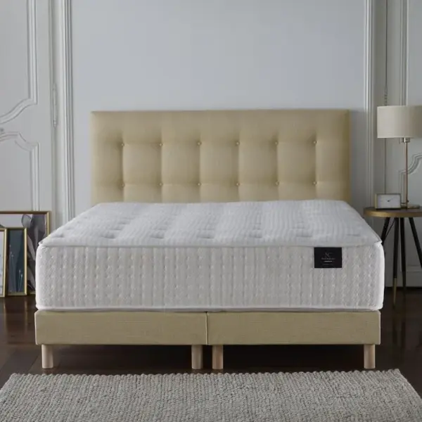 Ensemble Helios Tête De Lit Matelas Ressorts Ensaches Memoire De Forme Latex Jaune 180x200cm