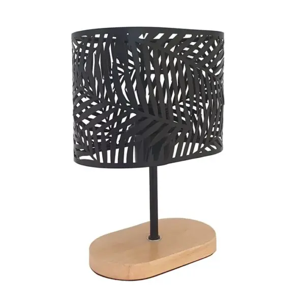 Lampe socle bois métal H.25 cm ASMARA Noire