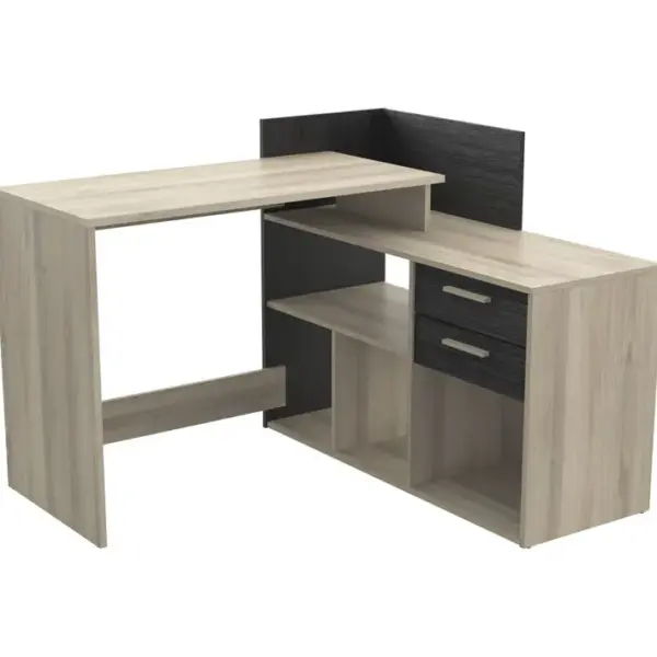 Bureau dangle OPTIMA 2 imitation chêne et noir