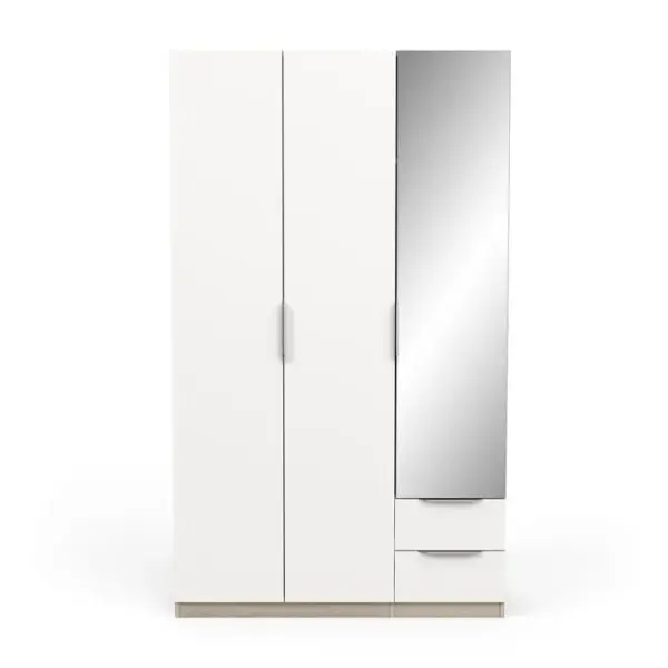 Armoire 3 Portes, 2 Tiroirs Et 1 Miroir - L119,4 Cm