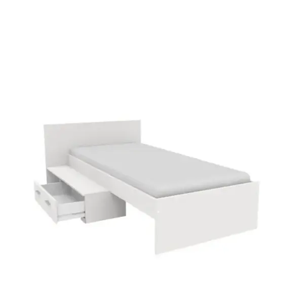 Chambre Enfant Complete 2 Pieces - Lit + Bureau - Style Essentiel - Décor Blanc - Cosmos