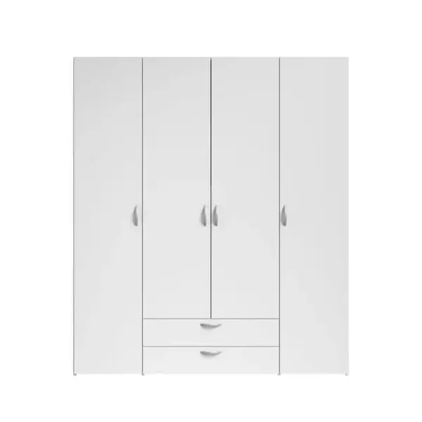 Armoire 4 portes 2 tiroirs DAILY blanc